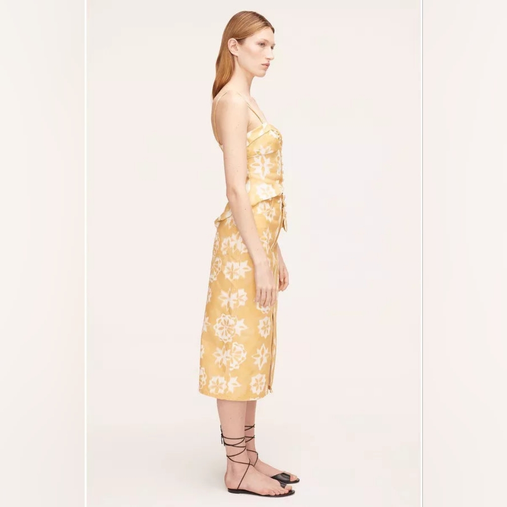 NWT, Rebecca Taylor Paper Fleur Cotton Canvas Midi Skirt - Picture 11 of 16